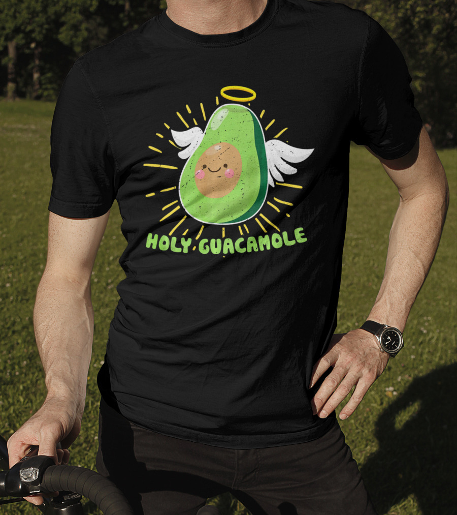 Holy Guacamole Avocado Lover Funny Veget Angel Wings Halo T-Shirt