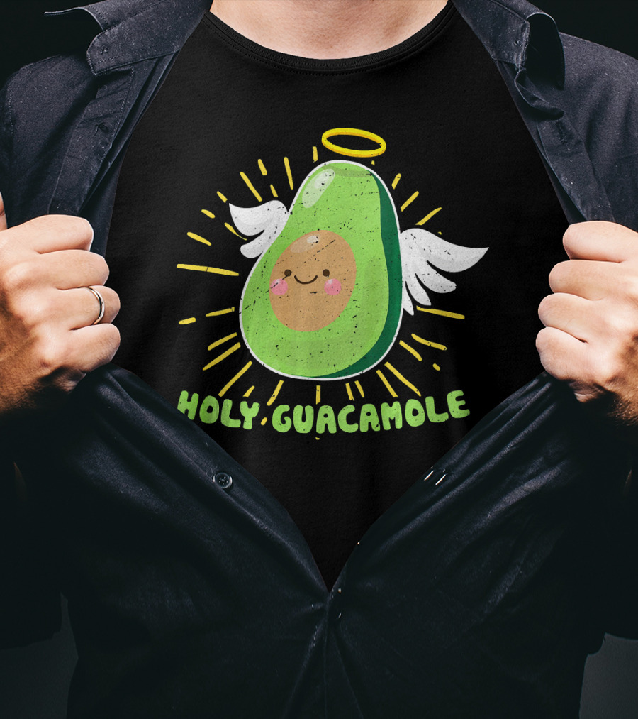 Holy Guacamole Avocado Lover Funny Veget Angel Wings Halo T-Shirt