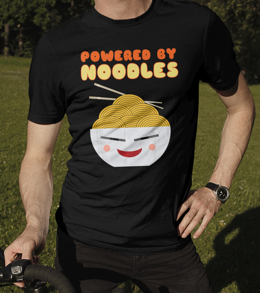 Powered By Noodles Cute Bowl With Spicy Smiling Face T-Shirt