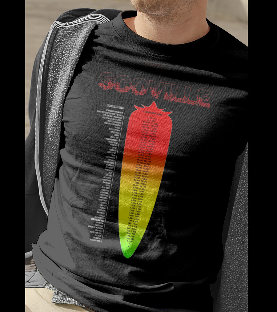 Scoville Pepper Heat Scale Chart With Ranked Spice Levels T-Shirt