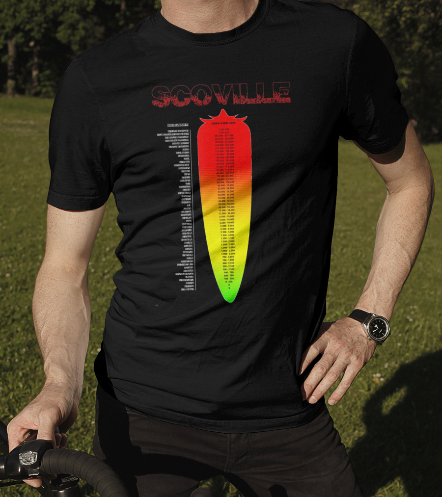 Scoville Pepper Heat Scale Chart With Ranked Spice Levels T-Shirt