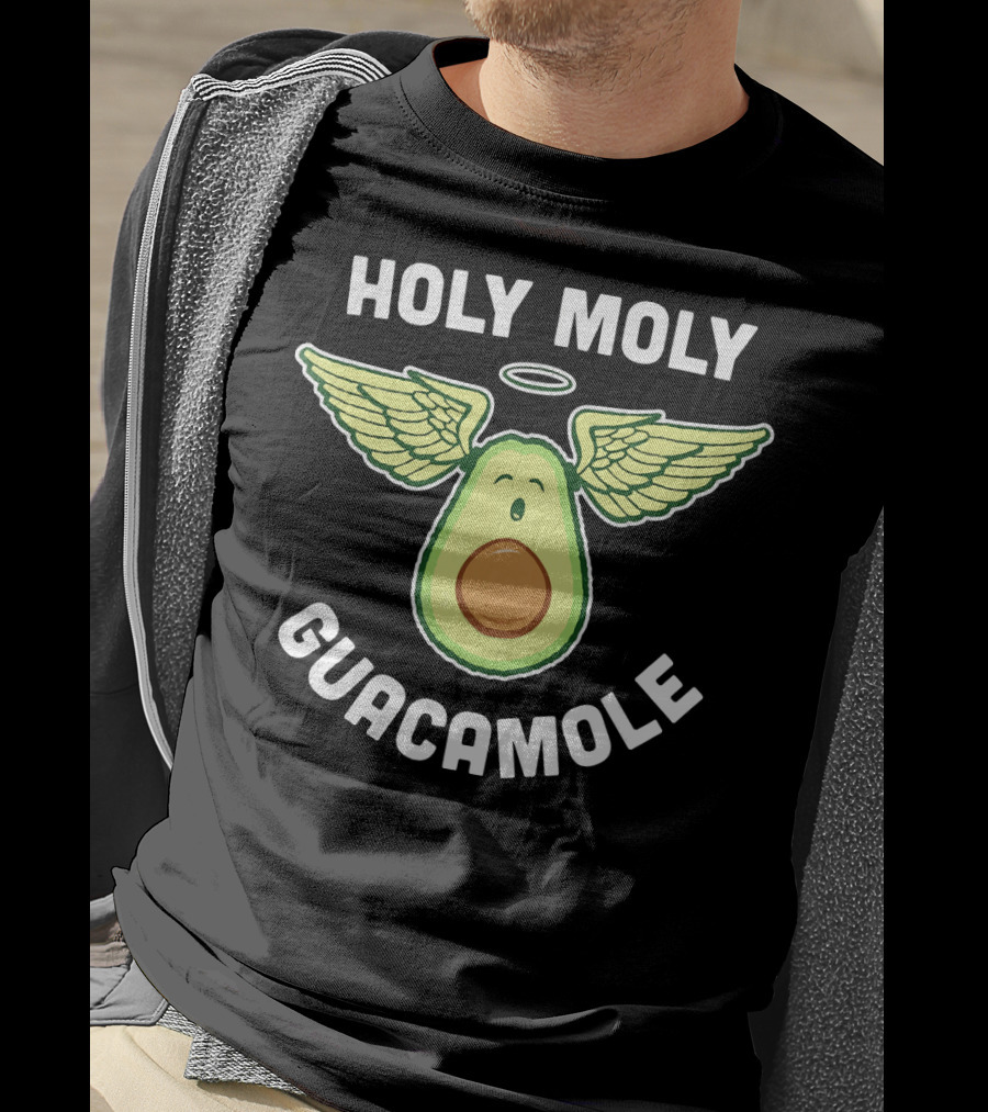 Holy Moly Guacamole Funny Vegan Avocado T-Shirt