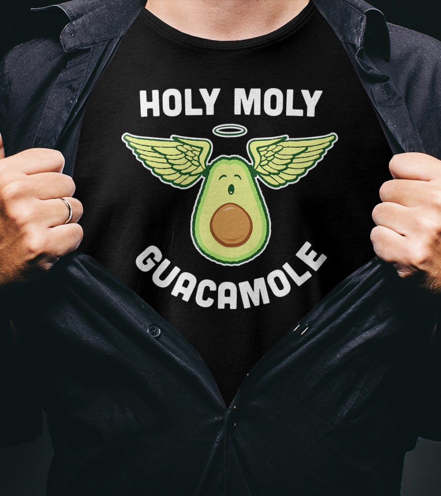 Holy Moly Guacamole Funny Vegan Avocado T-Shirt