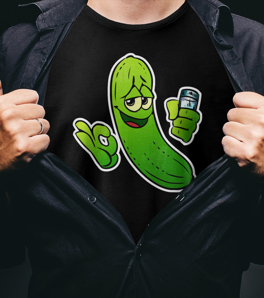 Funny Cool Pickle With Salt Shaker Spicy Vegetables Cucu T-Shirt
