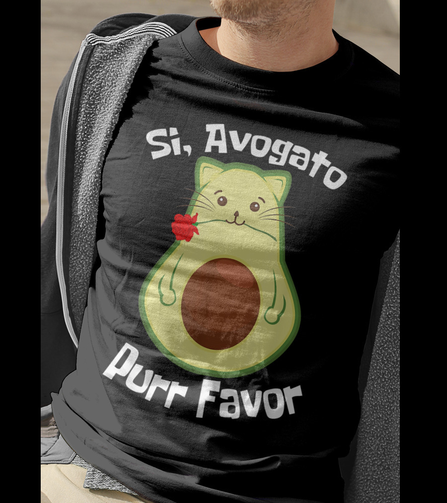 Si, Avogato Purr Favor Funny Avocado Guacamole Cat T-Shirt