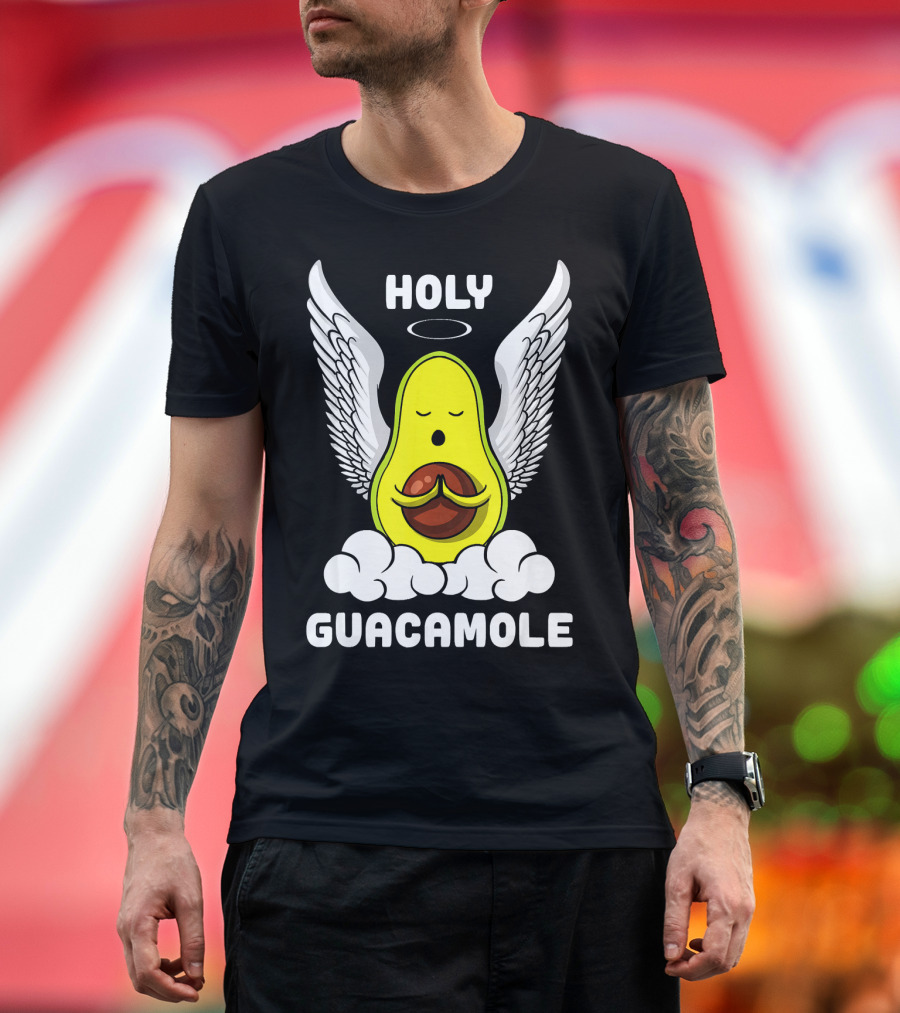Holy Guacamole Avocado Angel with Wings Vegan Funny T-Shirt
