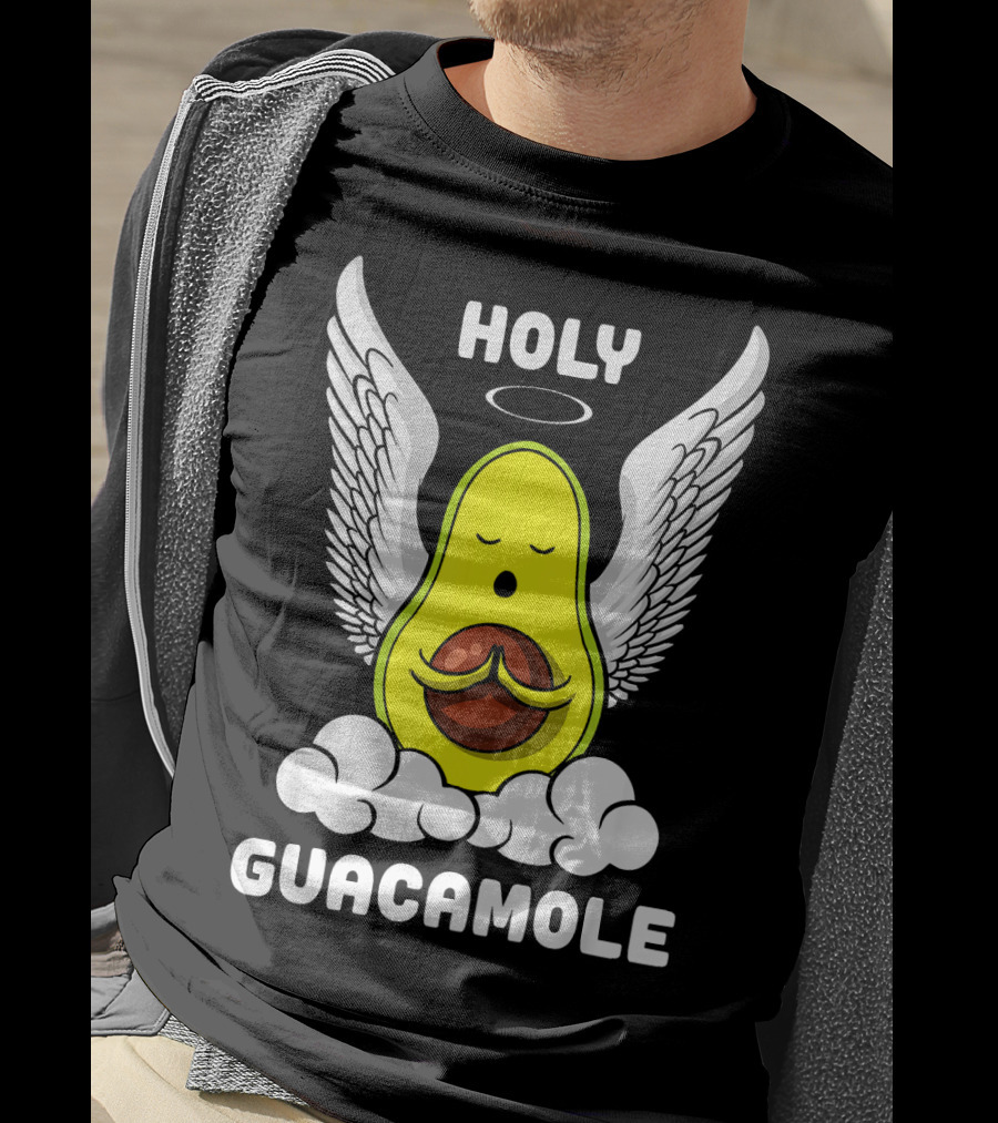 Holy Guacamole Avocado Angel With Wings Vegan Funny T-Shirt