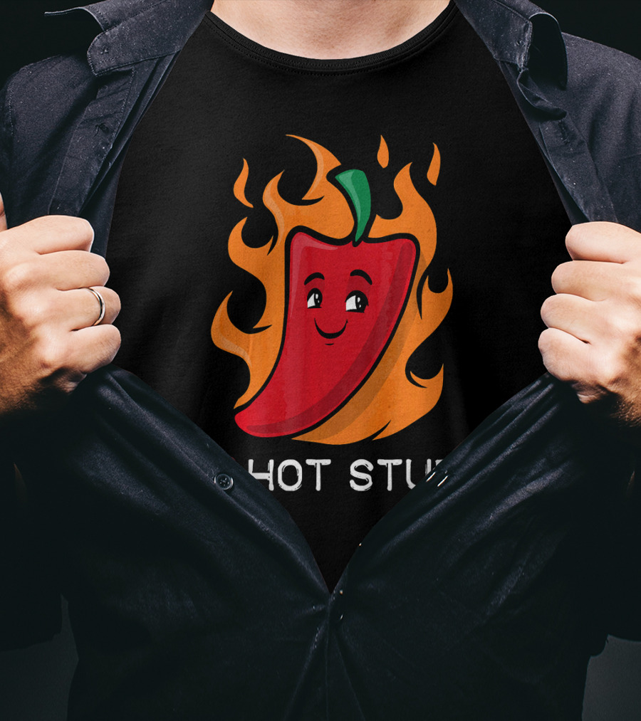 I Love Hot Stuff Spicy Food Love Pepper In Flames T-Shirt