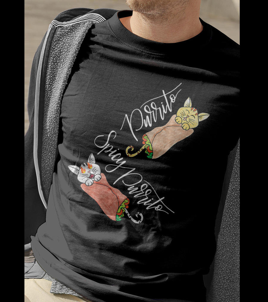 Purrito Spicy Purrito Funny Kitty Cat Burrito T-Shirt