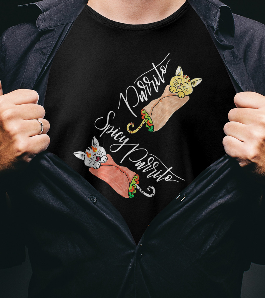 Purrito Spicy Purrito Funny Kitty Cat Burrito T-Shirt