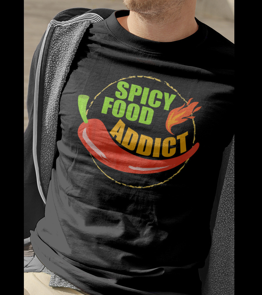 Spicy Food Addict Hot Chili Pepper Flame T-Shirt