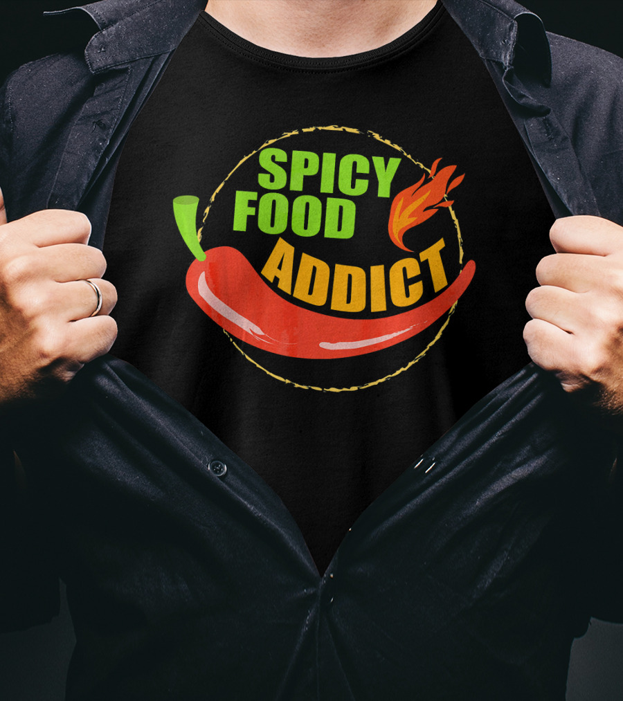 Spicy Food Addict Hot Chili Pepper Flame T-Shirt