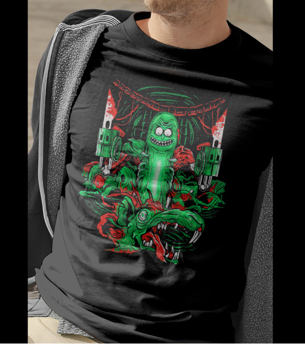 Rick And Morty Pickle Rick With Rats In Sewers And Blades T-Shirt