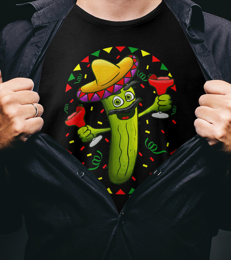 Sombrero Pickle Margarita Cinco De Mayo Fiesta T-Shirt
