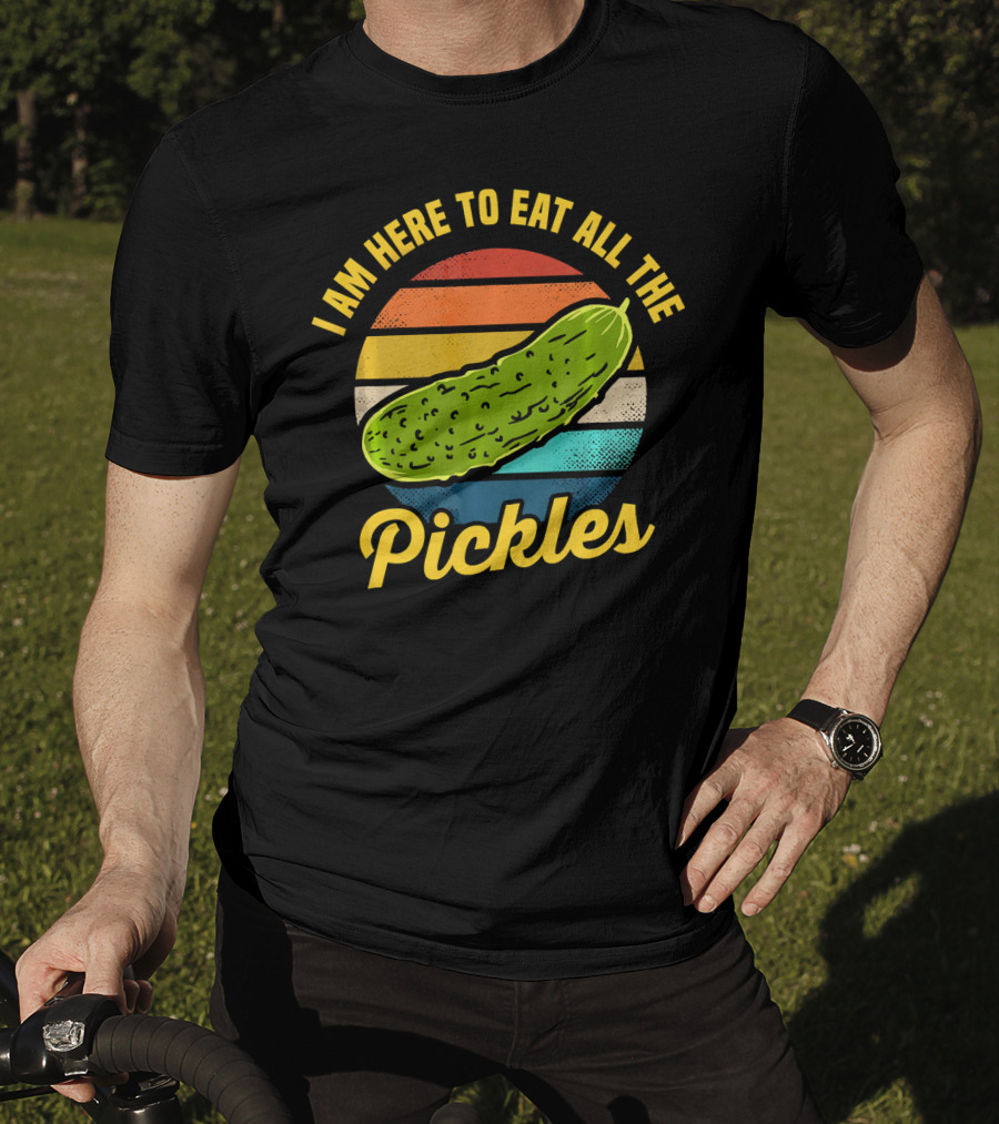 I Am Here To Eat All The Pickles Retro Pickle Lover T-Shirt