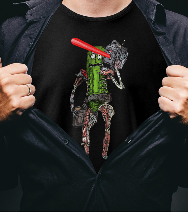 Rick And Morty Pickle Rick Laser Beam Weapon T-Shirt