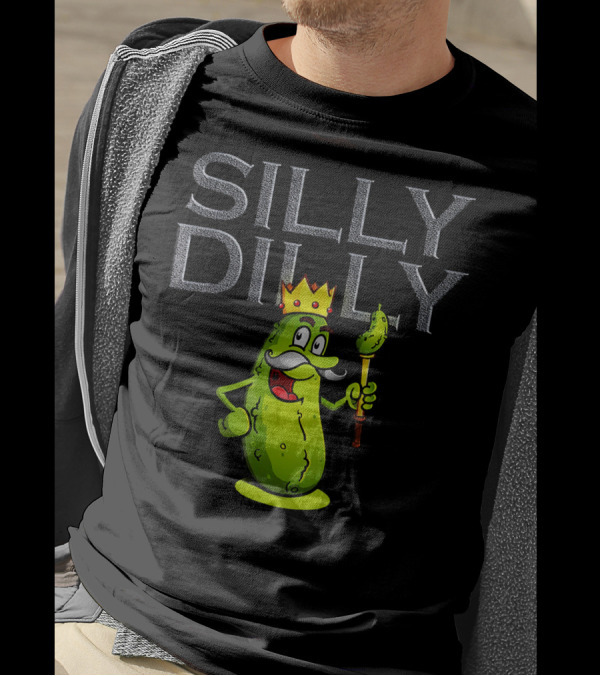 Silly Dilly Pickle King With Moustache And Crown T-Shirt