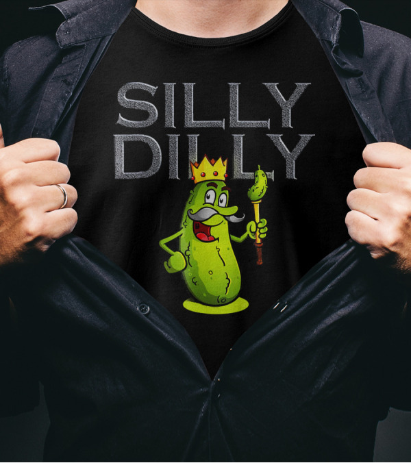 Silly Dilly Pickle King With Moustache And Crown T-Shirt