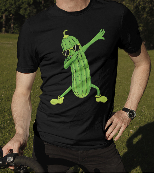 Dabbing Pickle Dancing Cucumber Lover Sunglasses Fun Pose T-Shirt