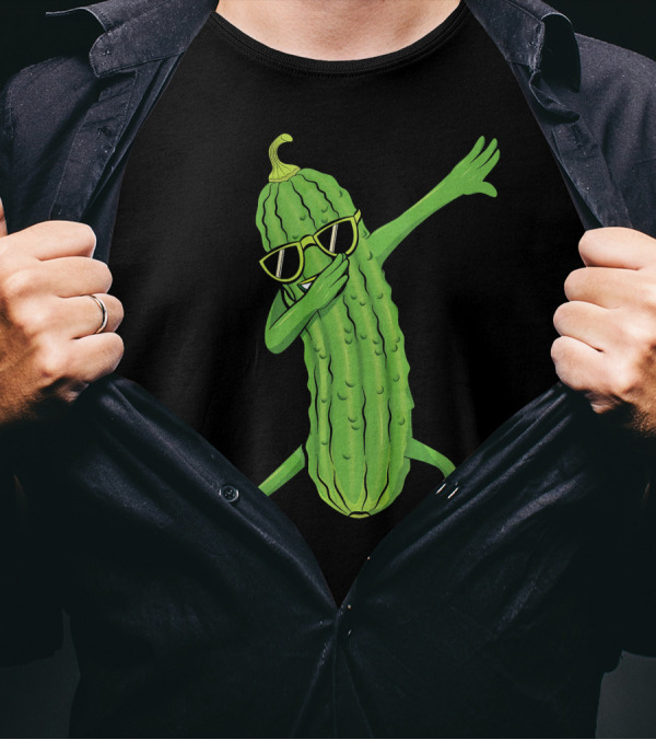 Dabbing Pickle Dancing Cucumber Lover Sunglasses Fun Pose T-Shirt