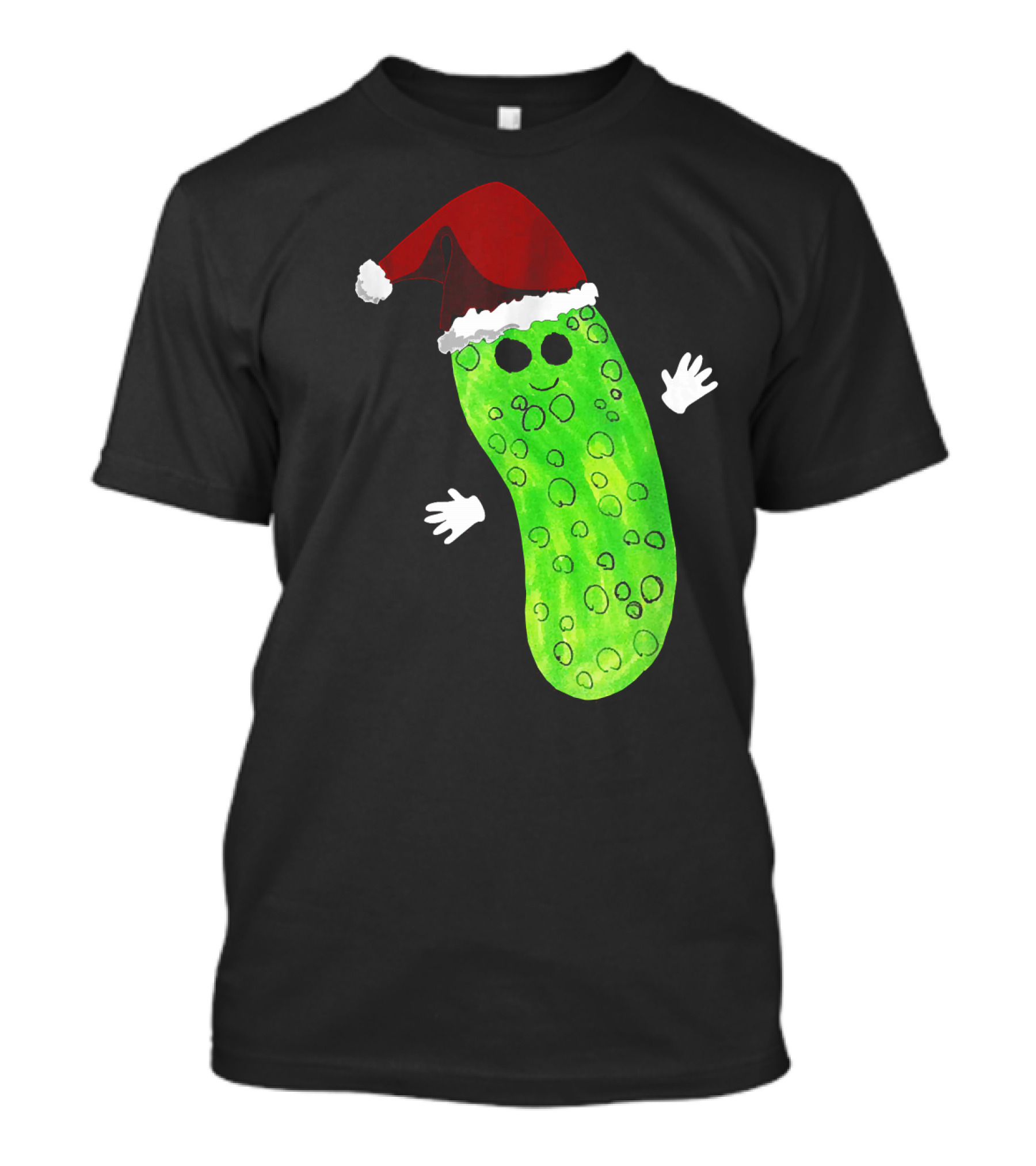 Christmas Pickle Wearing Santa Hat T-Shirt