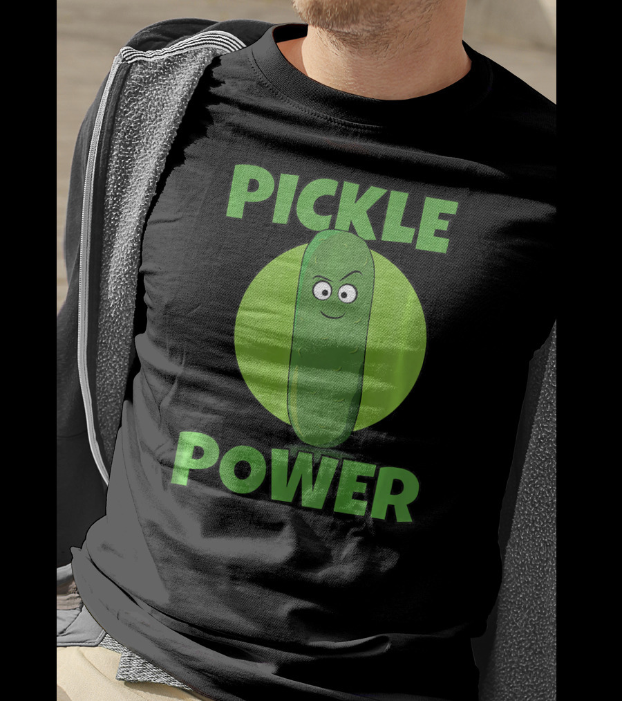 Pickle Power I Love Pickles Smiling Cartoon Pickle Character T-Shirt