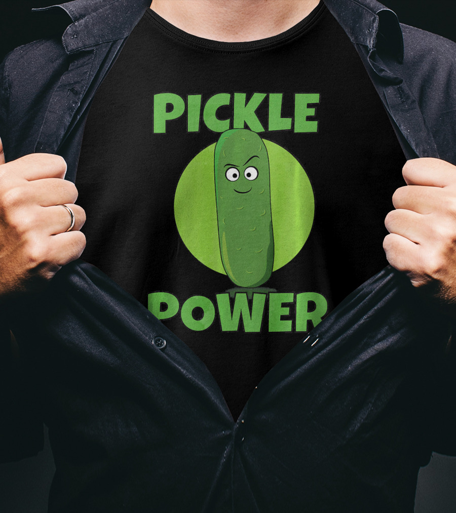 Pickle Power I Love Pickles Smiling Cartoon Pickle Character T-Shirt