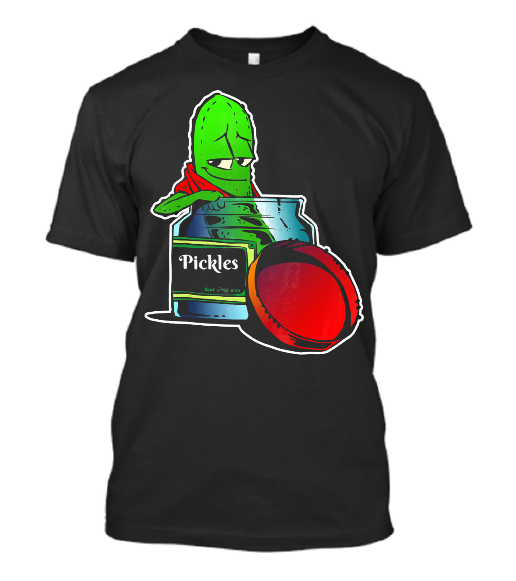 Pickles In Jar Funny Pickle Lover With Blue Lid And Red Sauce T-Shirt