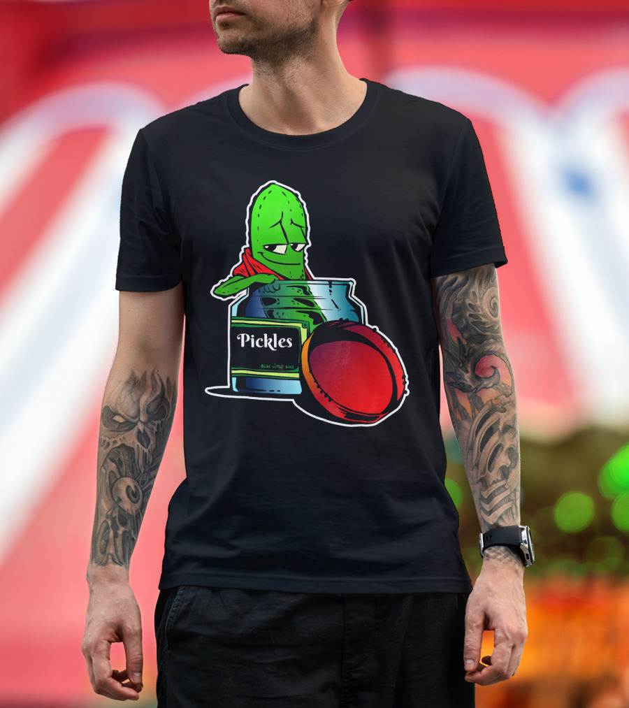 Pickles in Jar Funny Pickle Lover with Blue Lid and Red Sauce T-Shirt