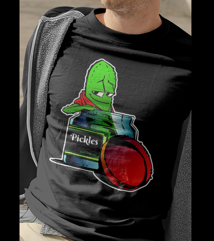 Pickles In Jar Funny Pickle Lover With Blue Lid And Red Sauce T-Shirt