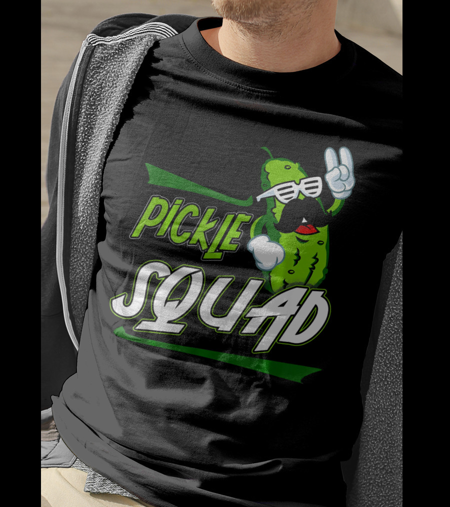 Pickle Squad Great Pickles Lover Retro Cool Mustache Rocker T-Shirt