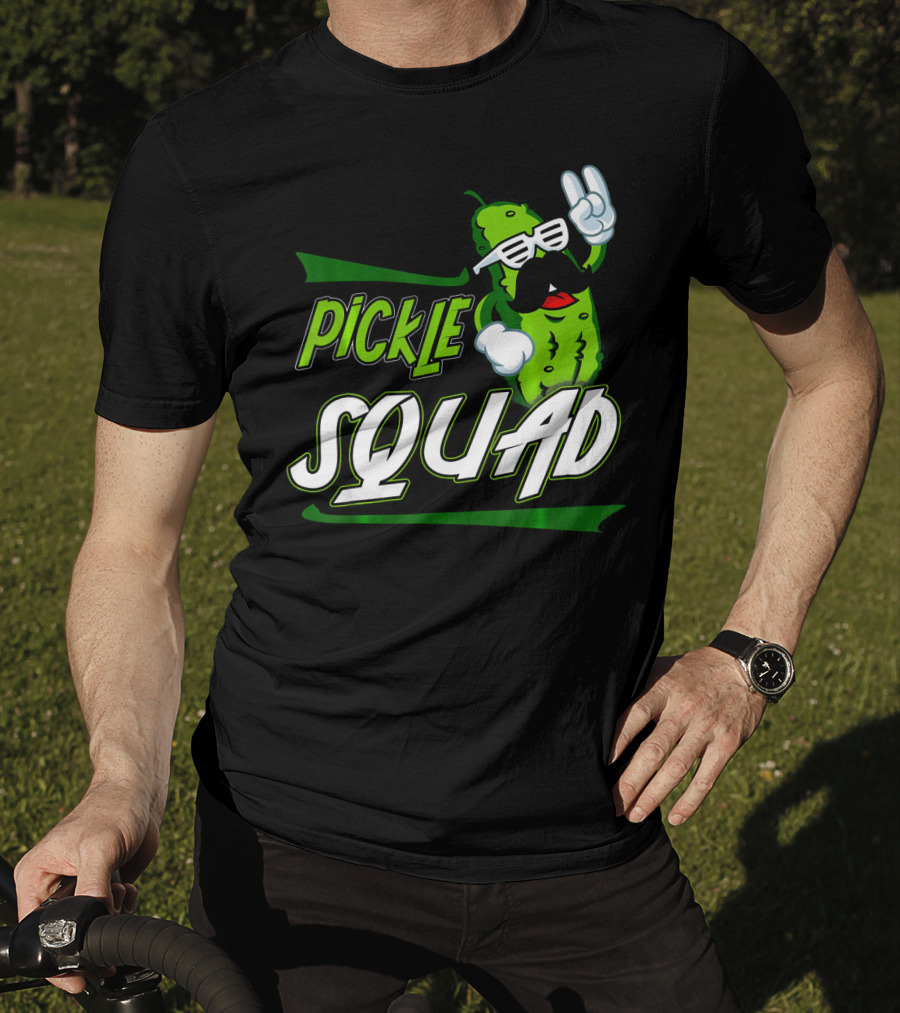 Pickle Squad Great Pickles Lover Retro Cool Mustache Rocker T-Shirt