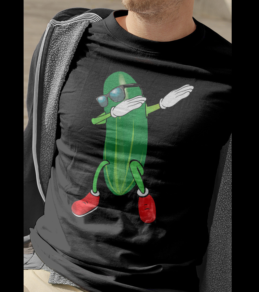 Dabbing Cucumber Pickle With Sunglasses And Red Shoes T-Shirt
