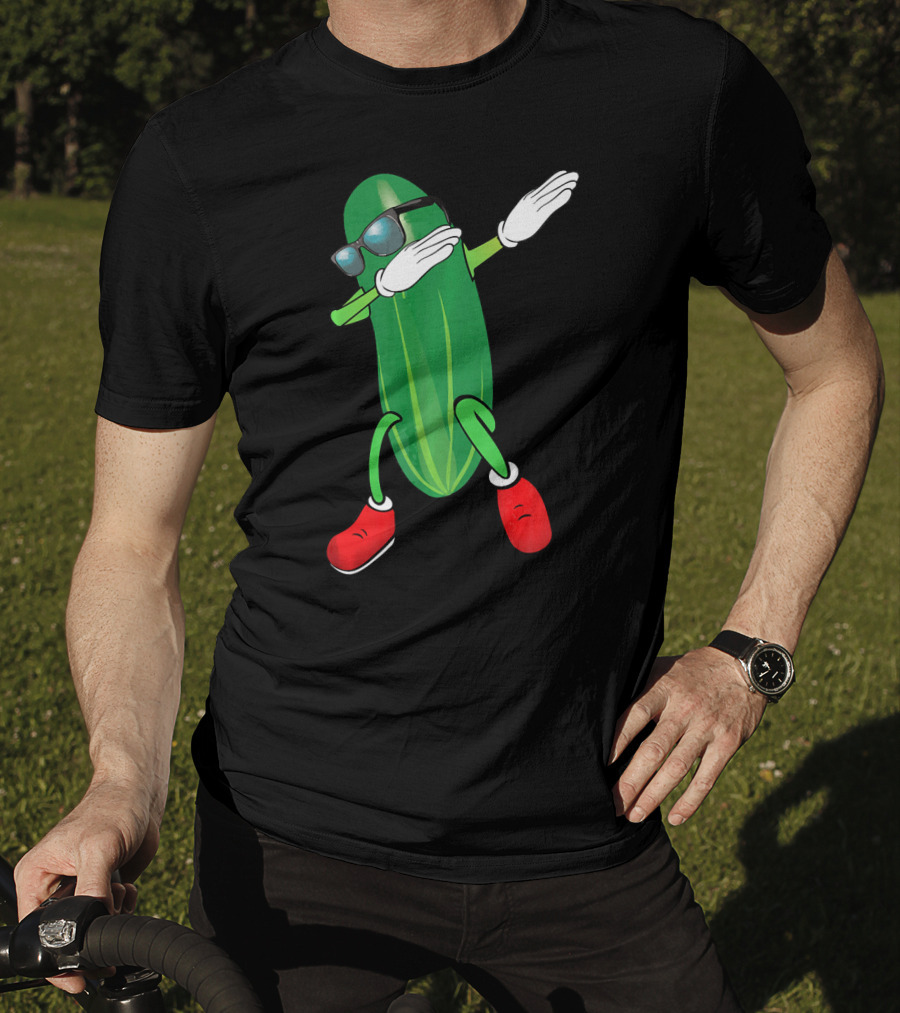 Dabbing Cucumber Pickle With Sunglasses And Red Shoes T-Shirt
