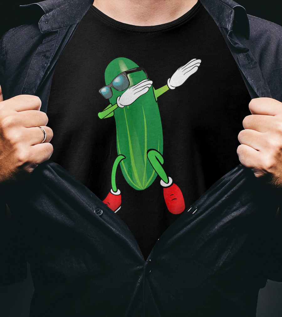 Dabbing Cucumber Pickle With Sunglasses And Red Shoes T-Shirt