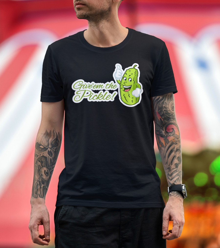 Give'em the Pickle Thumbs Up Cartoon Character T-Shirt