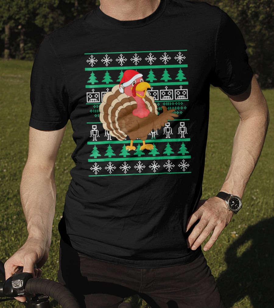 Turkey Santa Hat Ugly Christmas T-Shirt