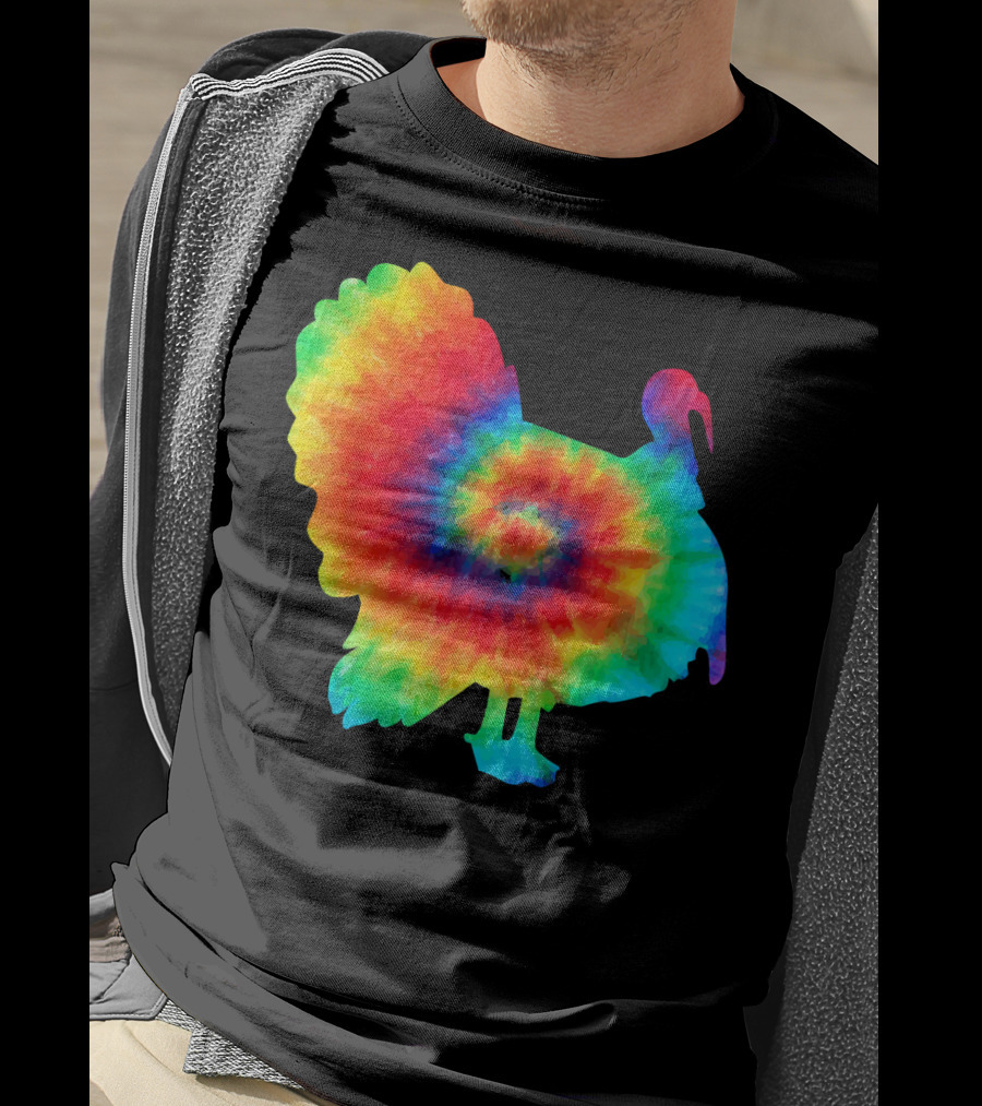 Tie Dye Turkey Thanksgiving Spiral Color Burst T-Shirt