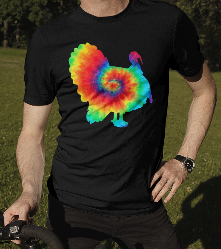 Tie Dye Turkey Thanksgiving Spiral Color Burst T-Shirt