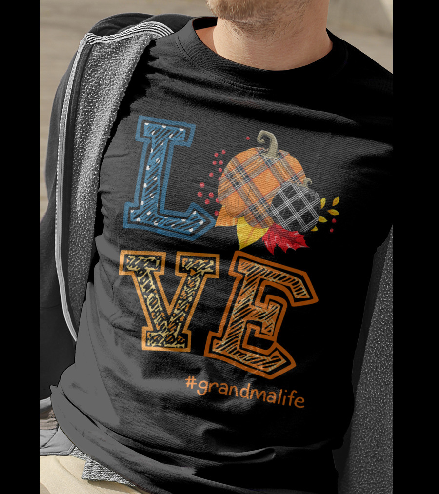 LOVE Plaid Pumpkin #grandmalife T-Shirt