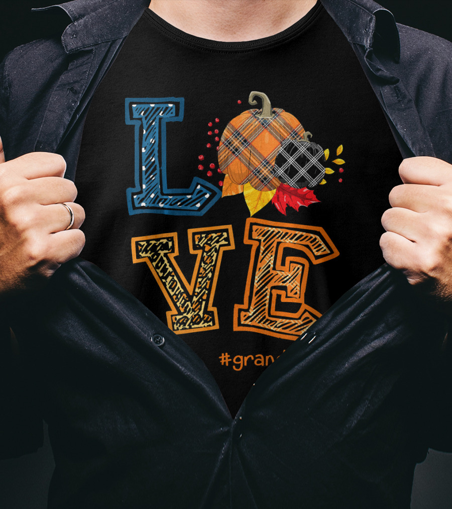 LOVE Plaid Pumpkin #grandmalife T-Shirt
