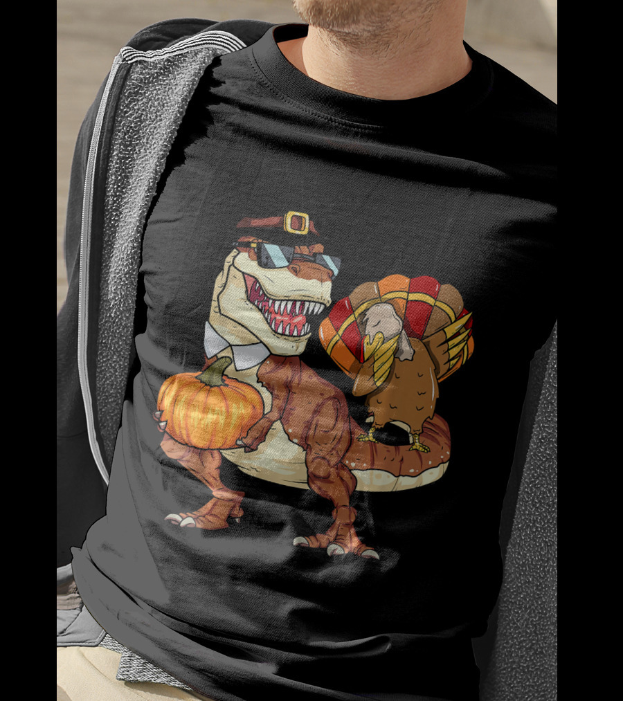 Thanksgiving Rex Dinosaur Dab Pumpkin Turkey T-Shirt