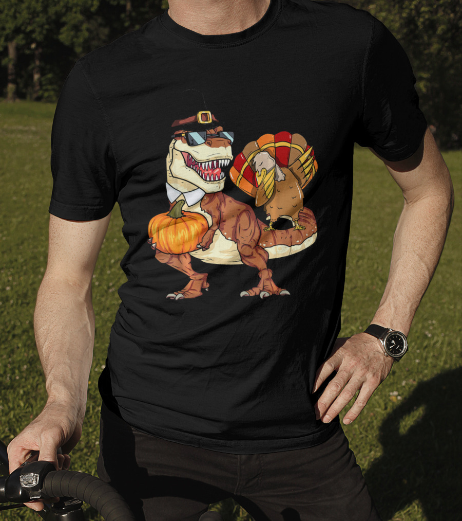 Thanksgiving Rex Dinosaur Dab Pumpkin Turkey T-Shirt