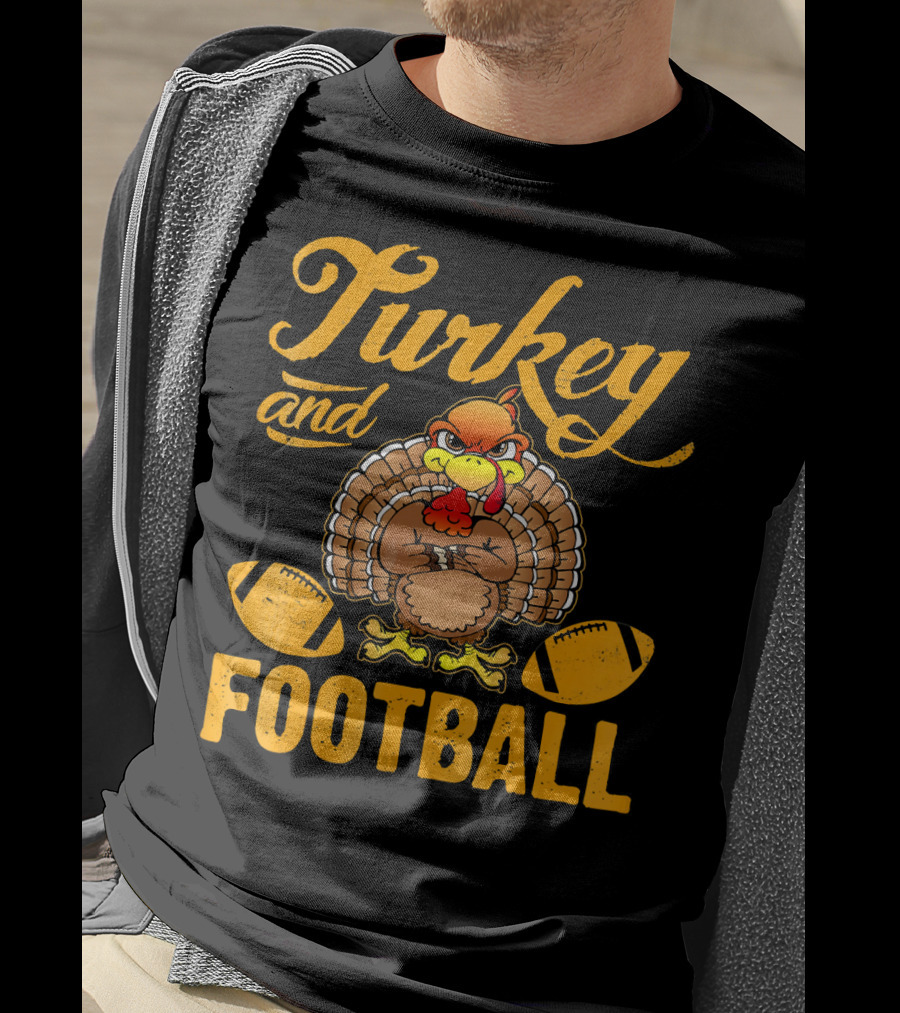Turkey And Football Thanksgiving Humor T-Shirt