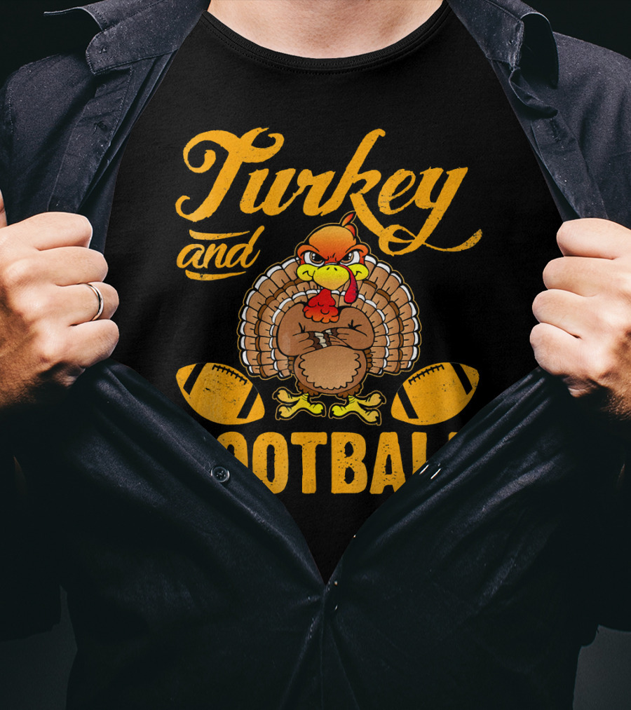 Turkey And Football Thanksgiving Humor T-Shirt