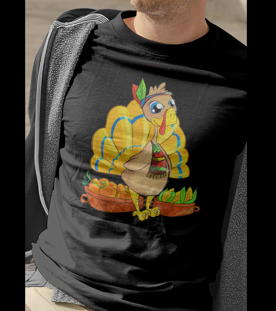 Thanksgiving Turkey Cartoon Harvest Cornucopia T-Shirt