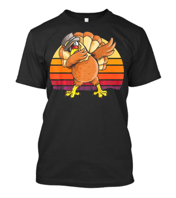 Dabbing Turkey Kids Boys Dab Hat Dance Vintage Sunset T-Shirt