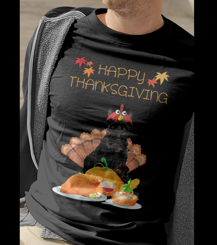 Happy Thanksgiving Day Scottish Terrier Turkey Feast T-Shirt