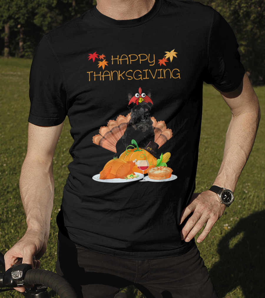 Happy Thanksgiving Day Scottish Terrier Turkey Feast T-Shirt