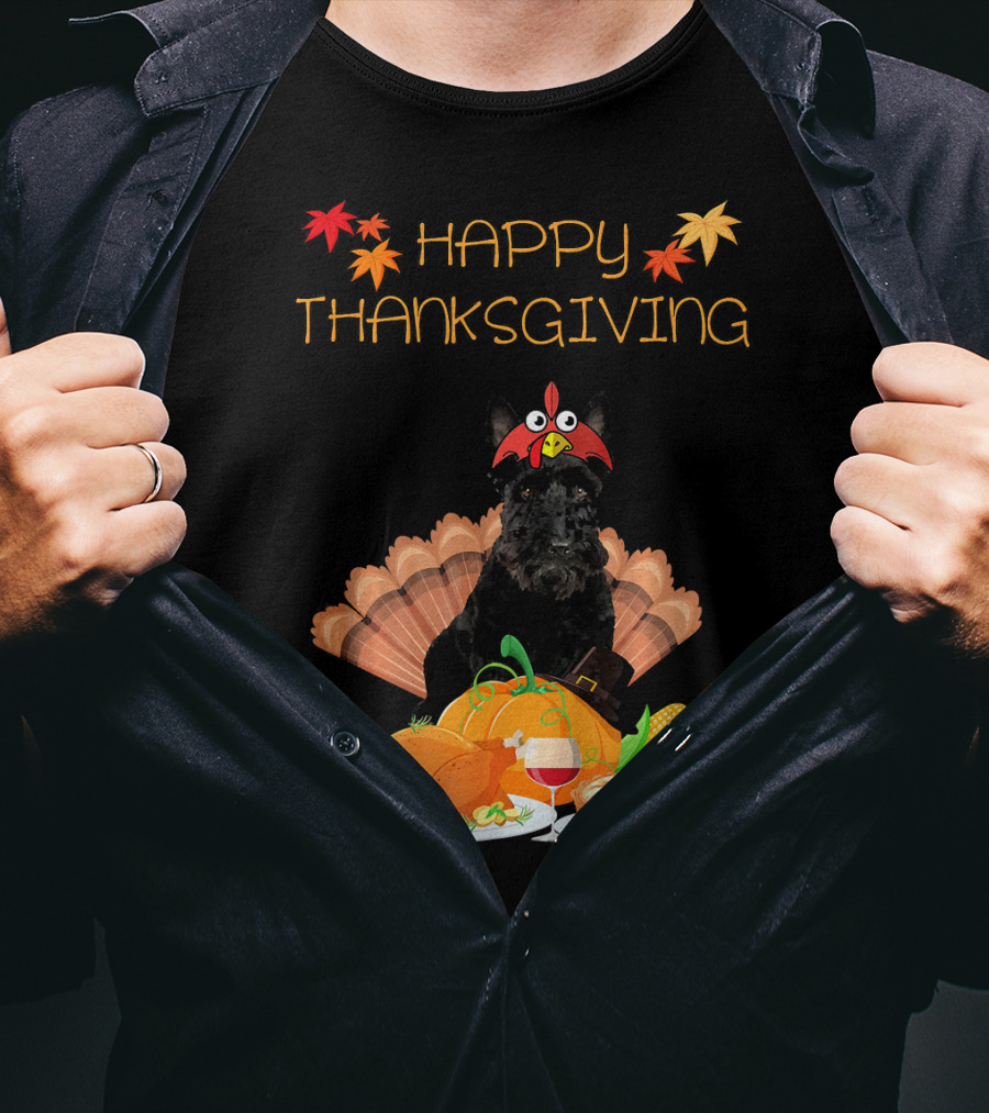 Happy Thanksgiving Day Scottish Terrier Turkey Feast T-Shirt